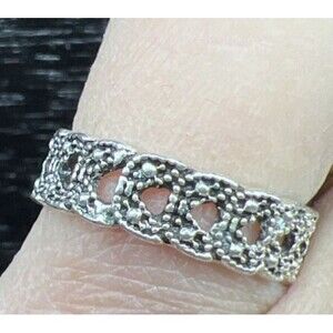 Bohemian Flower/Heart Infinity Silver Tone Ring Size 6.5